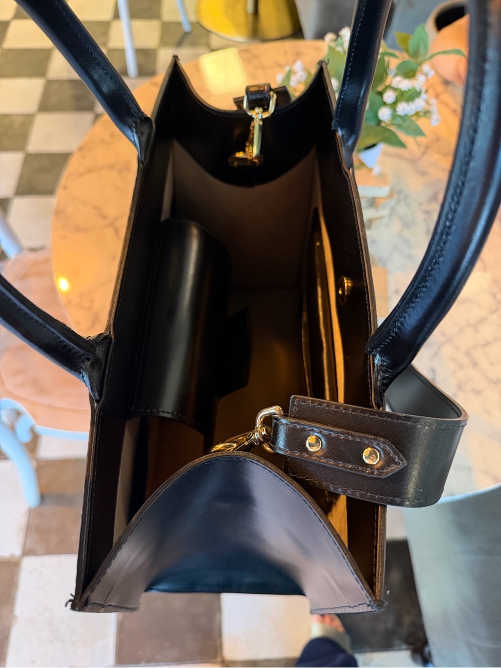 Valentino Black Leather Shoulder Bag with Gold Hardware
